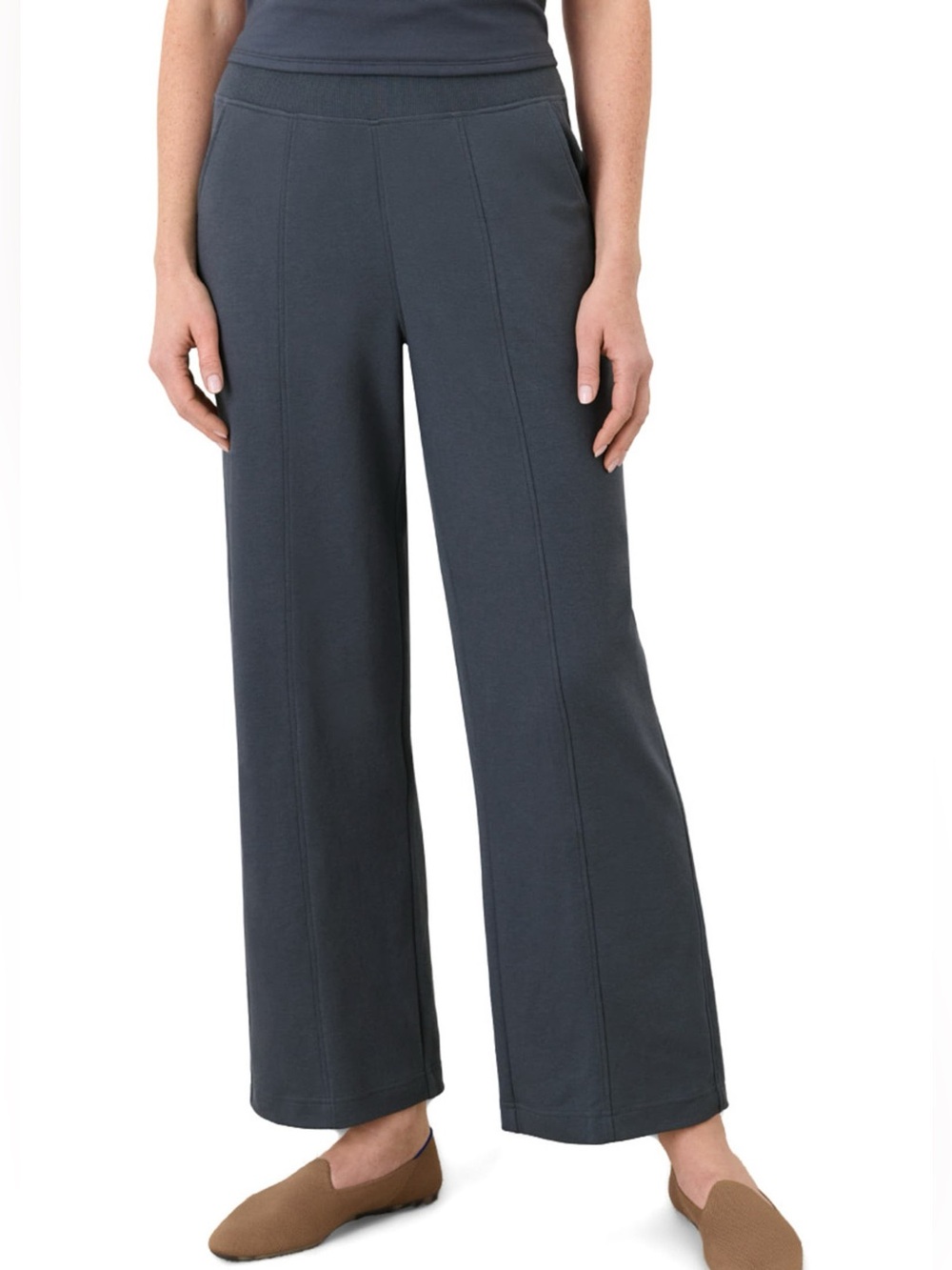 Pact Organic Cotton Airplane Pintuck Wide Leg Pant Size Large Minimalist